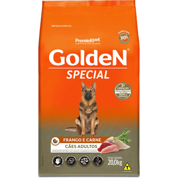 Ração Premier Golden Special Cães Adultos Frango e Carne - 15 Kg